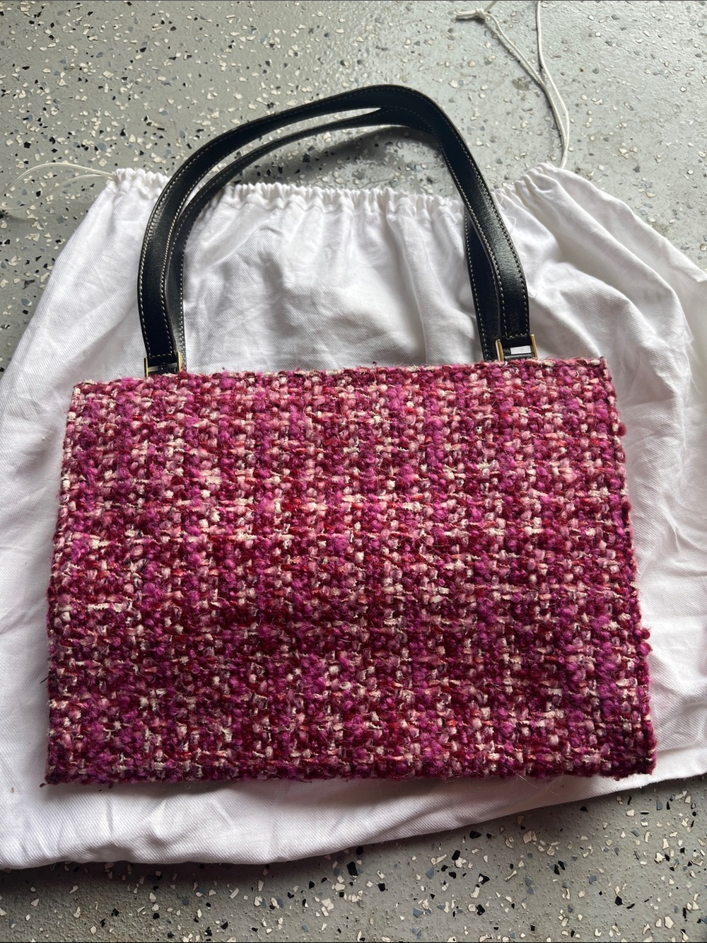 kate spade Pink Tweed Shoulder Bag with Black Handles